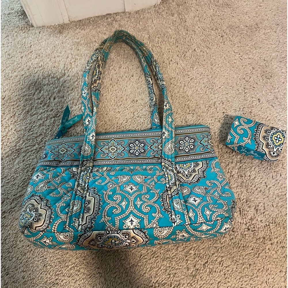 VERA BRADLEY 2 pc Totally Turq Small purse & Lipstick case